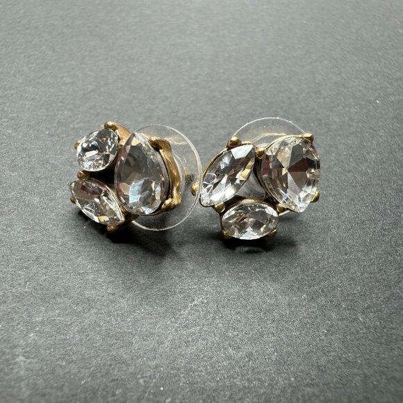 J.Crew AB Rhinestone Dangle Stud Earrings & Rhinestone Studs Set of 2 Glam - Picture 3 of 11